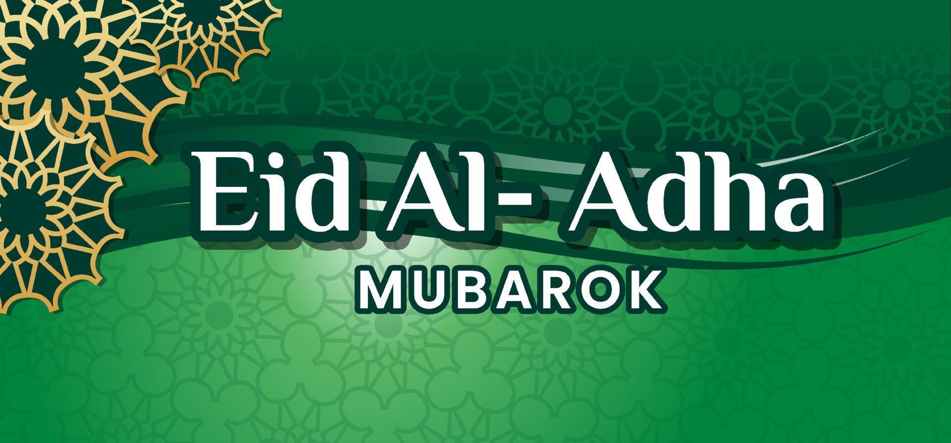 eid al-adha banner vectorontwerp met islamitische groene achtergrond en zeer creatieve en moderne motieven vector