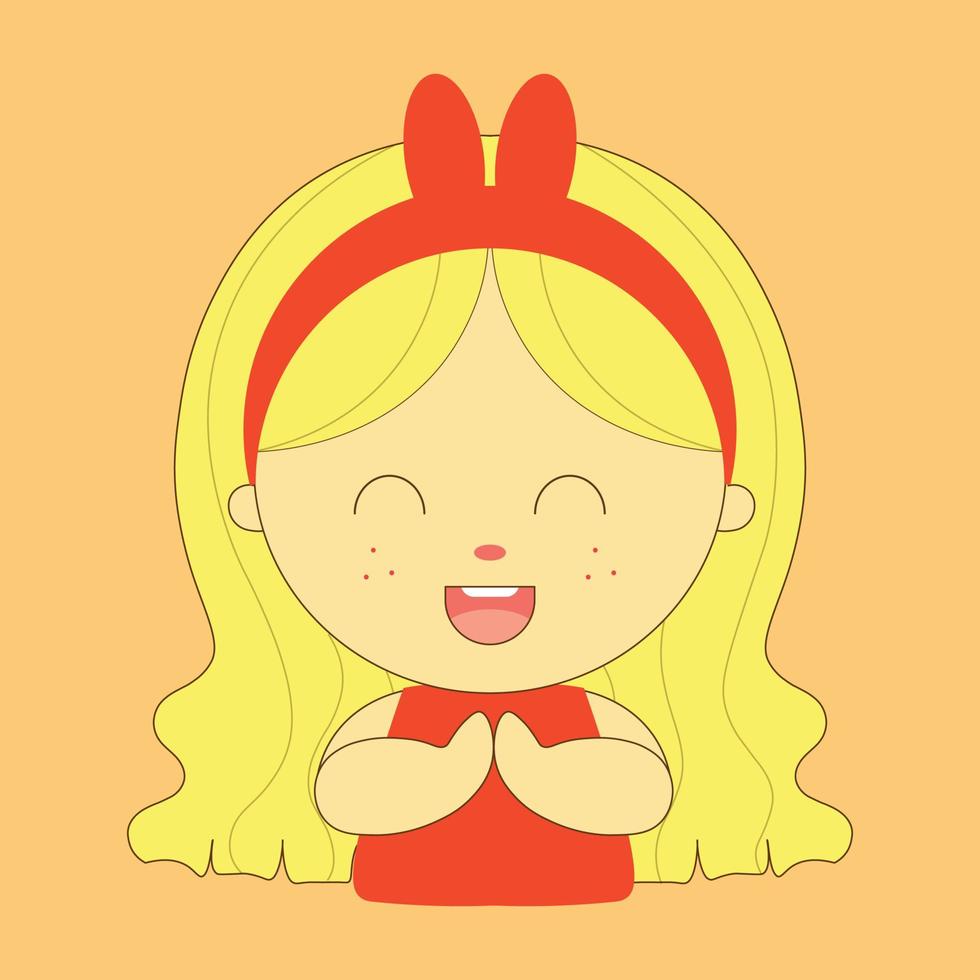 schattig blond gelukkig klappend meisje met hoofdband cartoon vector