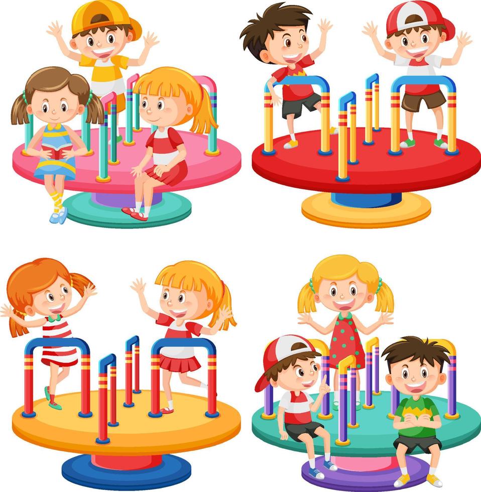 kinderen rotonde speeltuin cartoon vector