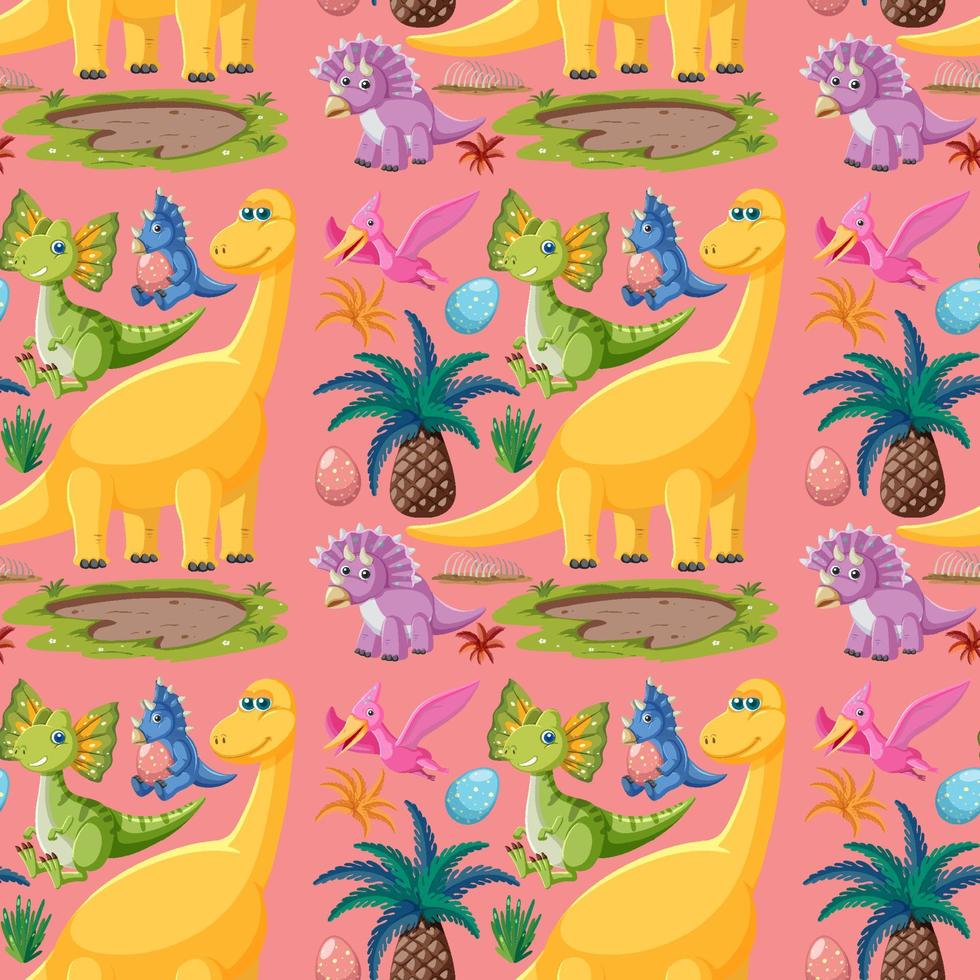 schattig dinosaurus naadloos patroon vector