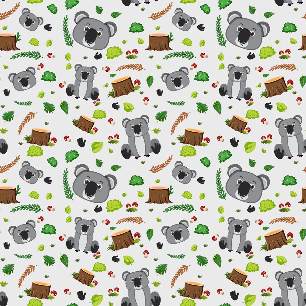 koala schattig dier naadloos patroon vector