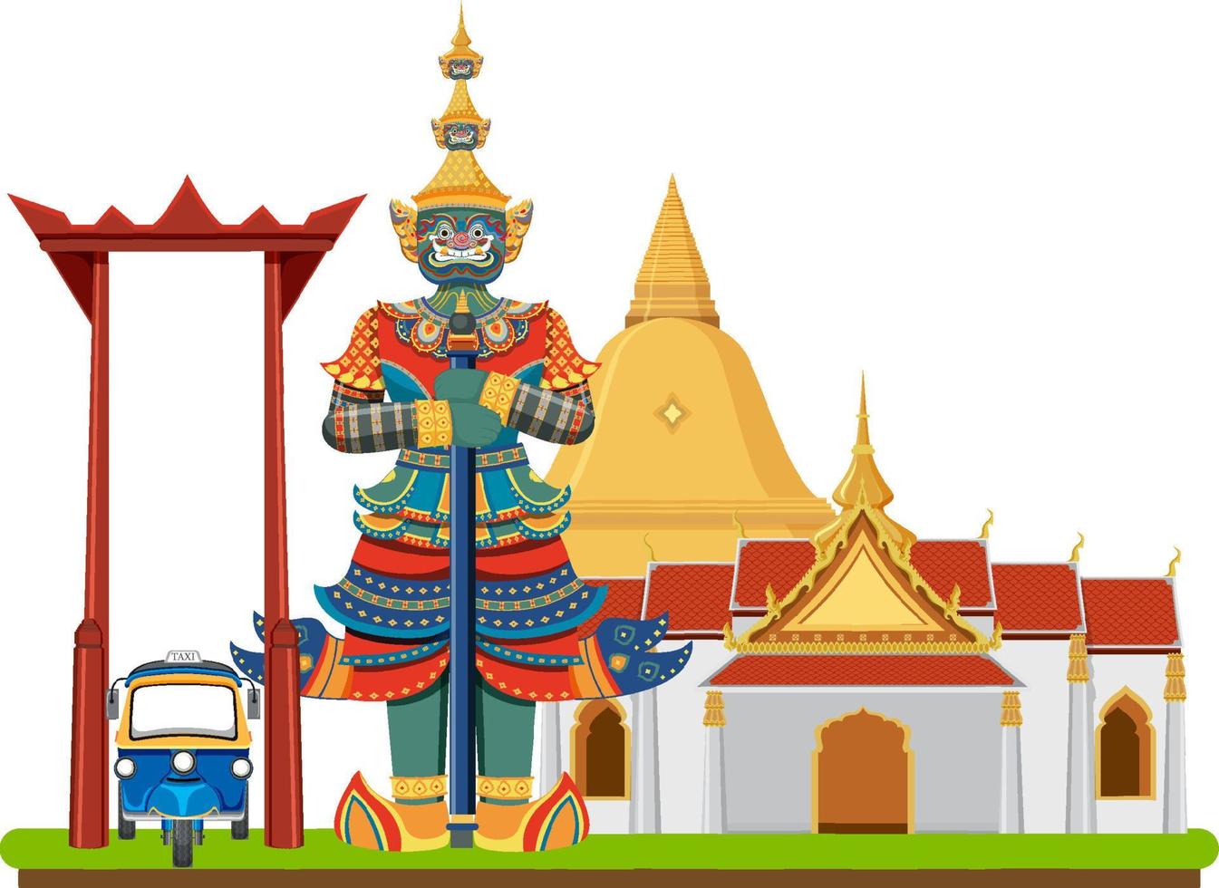 bangkok thailand oriëntatiepunt vlakke stijl vector