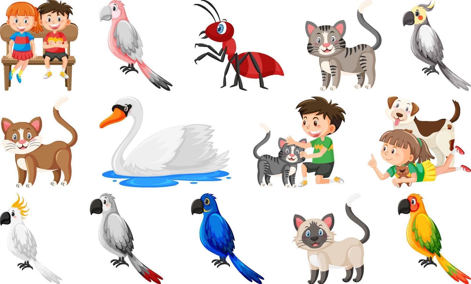 set van verschillende wilde dieren in cartoonstijl vector