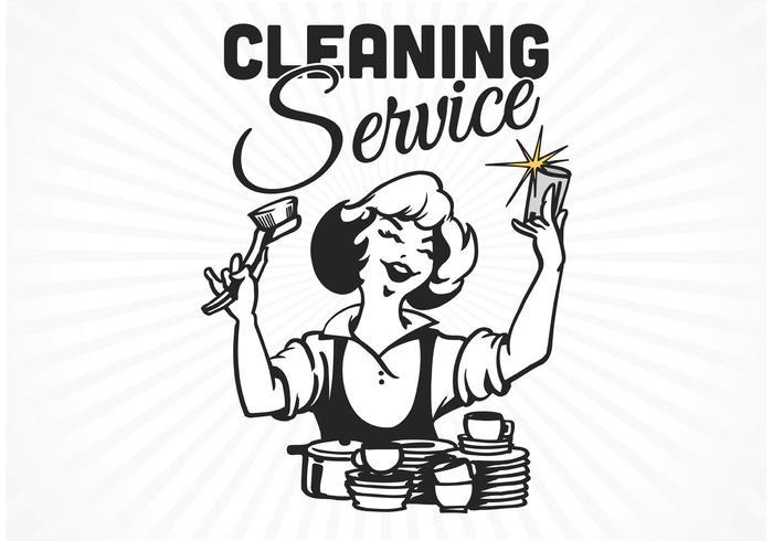 Gratis Retro Schoonmaak Service Poster Vector