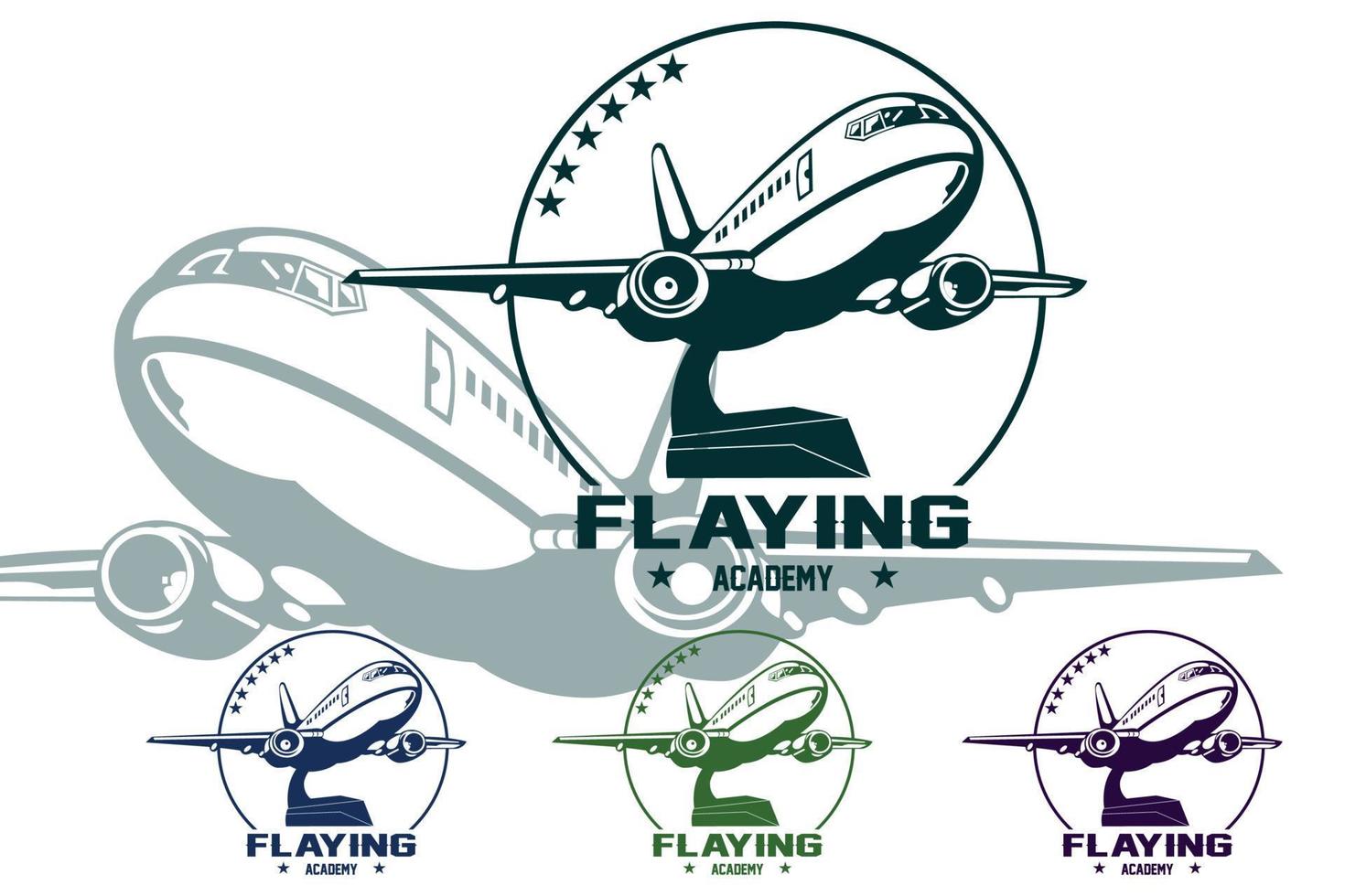 vliegtuig logo icoon, zwevend in de lucht, huisstijl, shirt, zeefdruk, sticker, gevleugeld voertuig vector