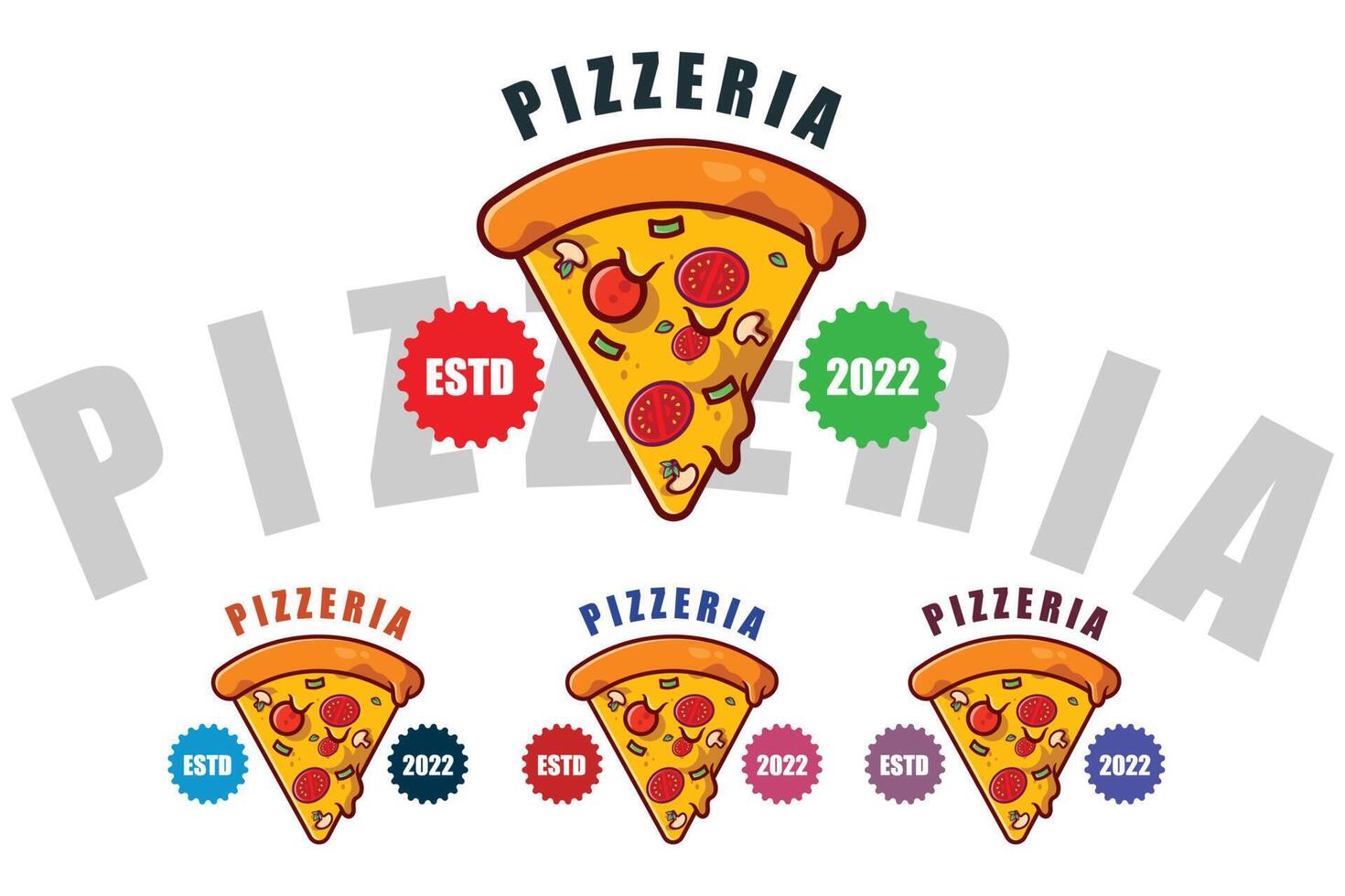 pizza eten logo vector ontwerp afkomstig uit italië, gemaakt van tarwe en groenten, geschikt voor stickers, flayers, achtergronden, zeefdruk, voedingsbedrijven