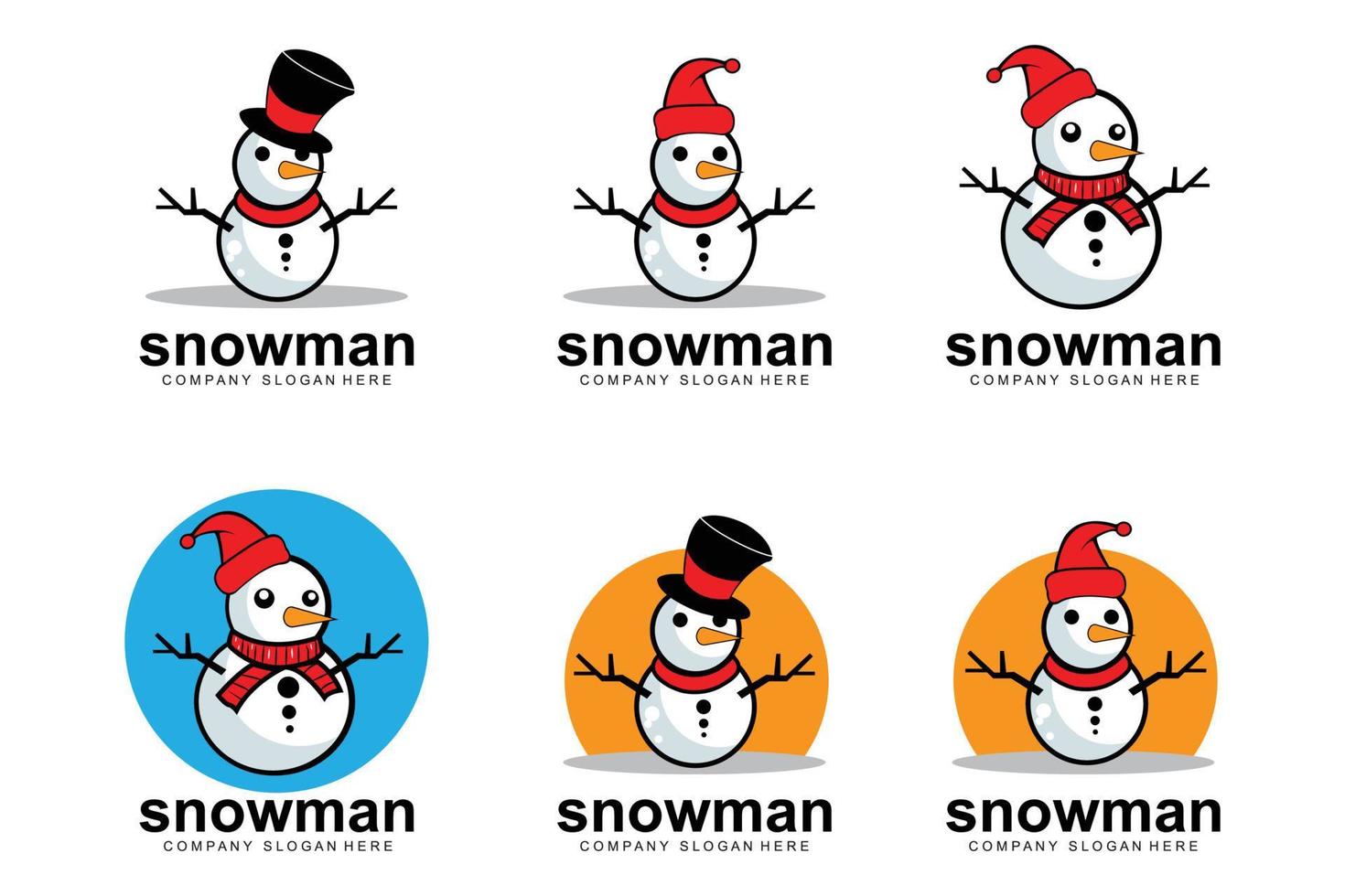 sneeuwpop logo vector pictogram, winter kerst met geschenken en santa, ontwerp illustratie