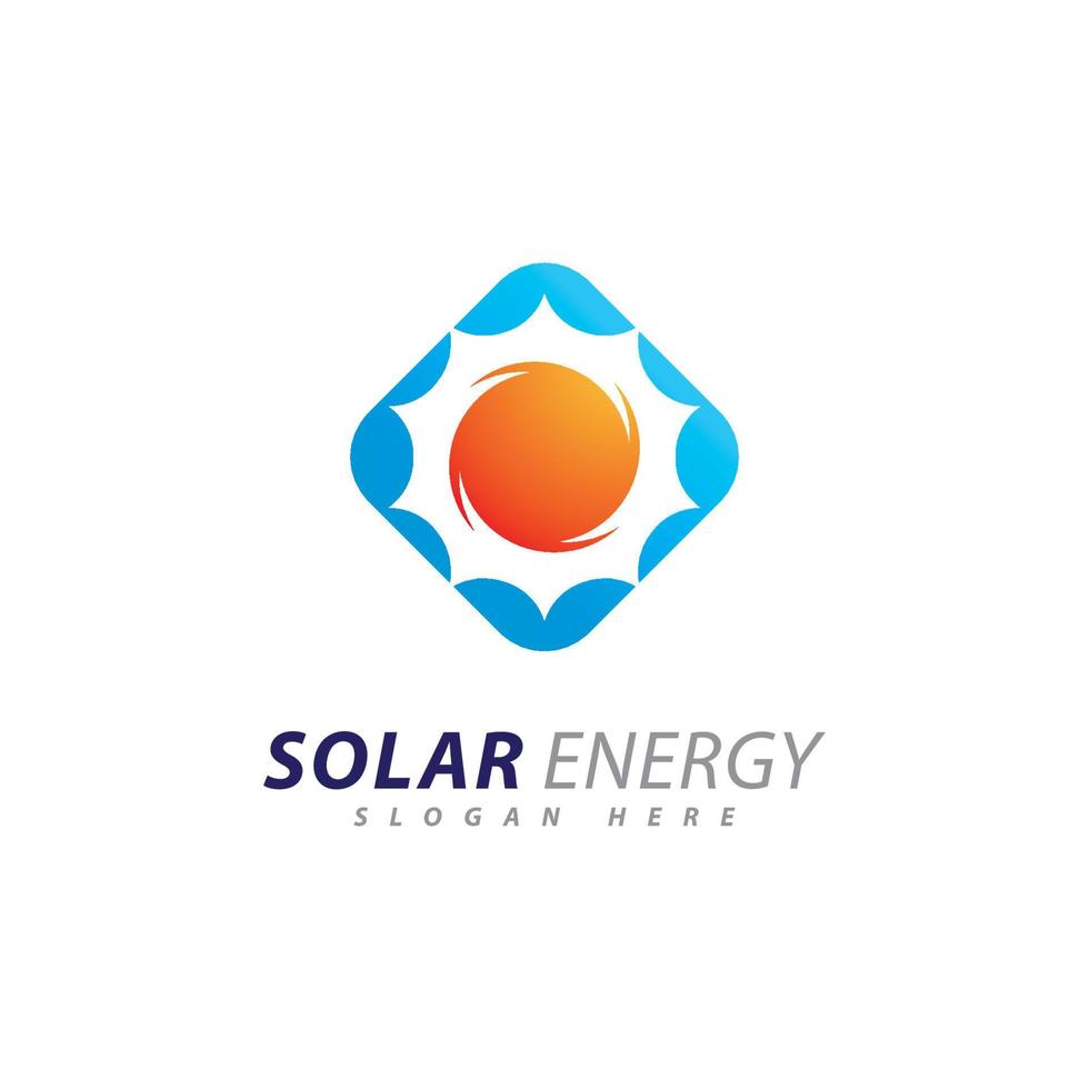 zon energie logo ontwerpsjabloon. creatief zonnepaneel energie elektrisch elektriciteit logo vector