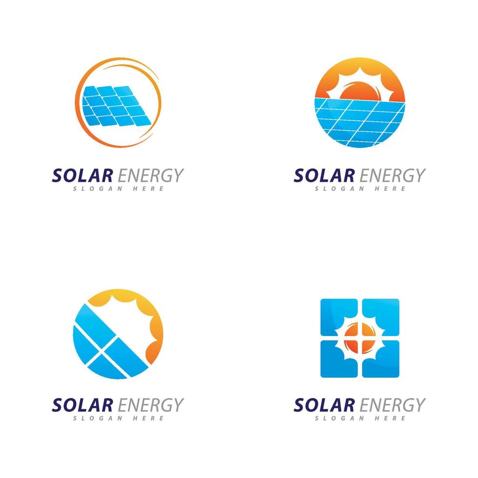 zon energie logo ontwerpsjabloon. creatief zonnepaneel energie elektrisch elektriciteit logo vector