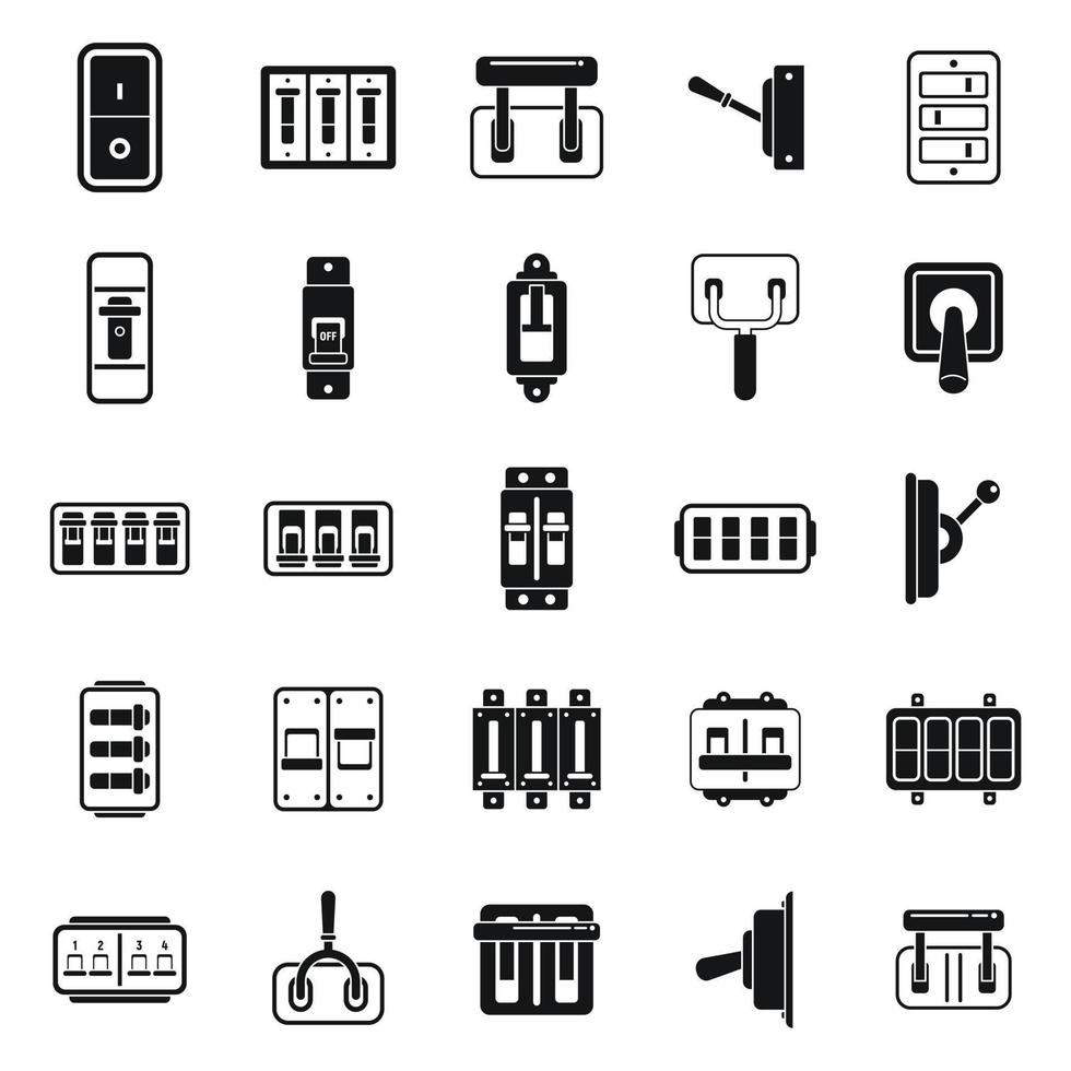 breker schakelaar pictogrammen instellen eenvoudige vector. kabelhakker vector