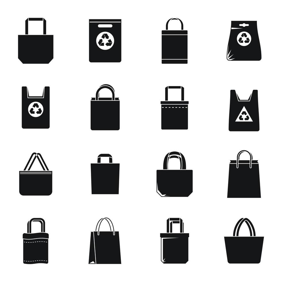 moderne eco tas iconen set, eenvoudige stijl vector