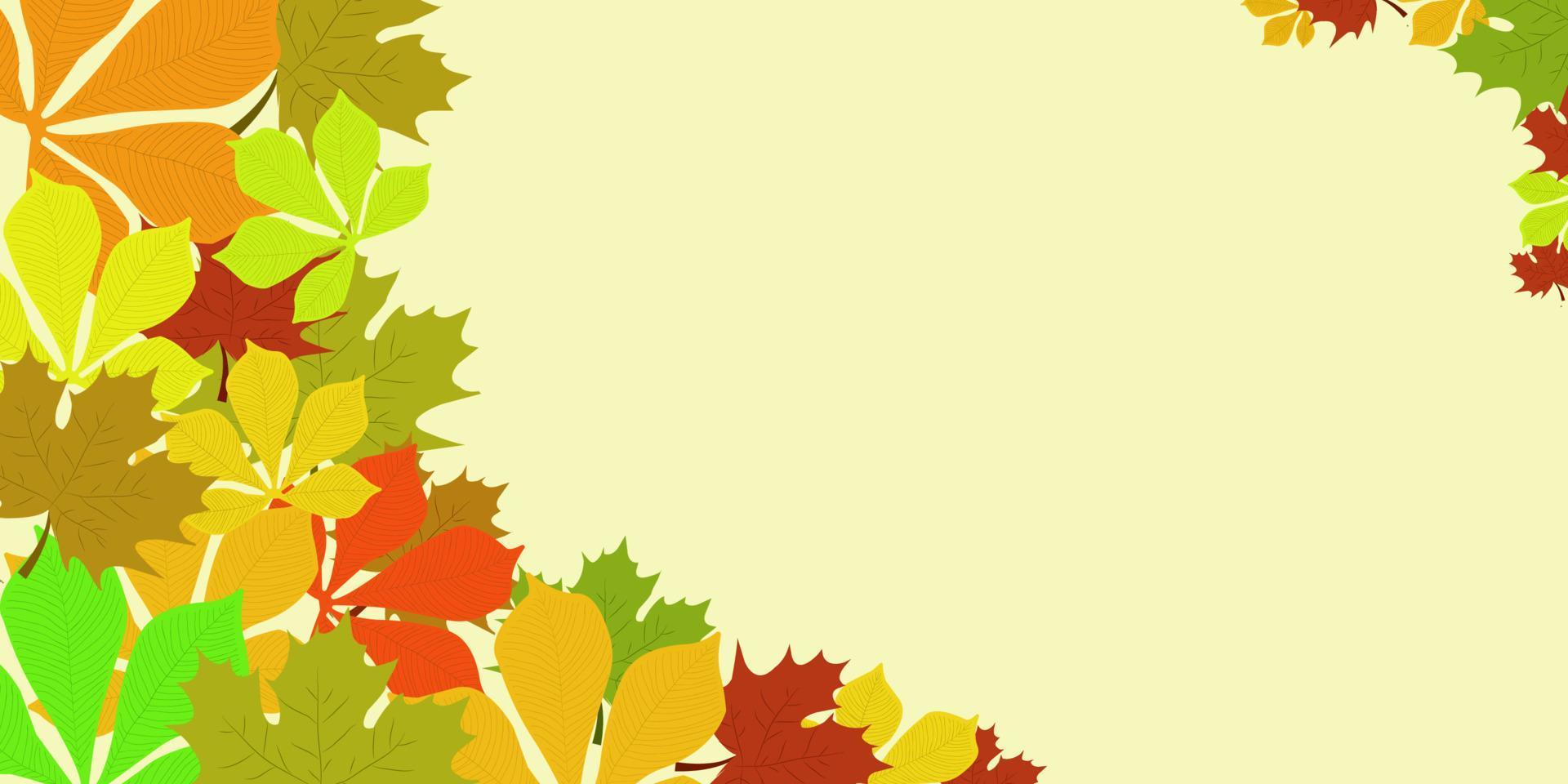 rechthoekige abstracte achtergrond met herfstbladeren vector