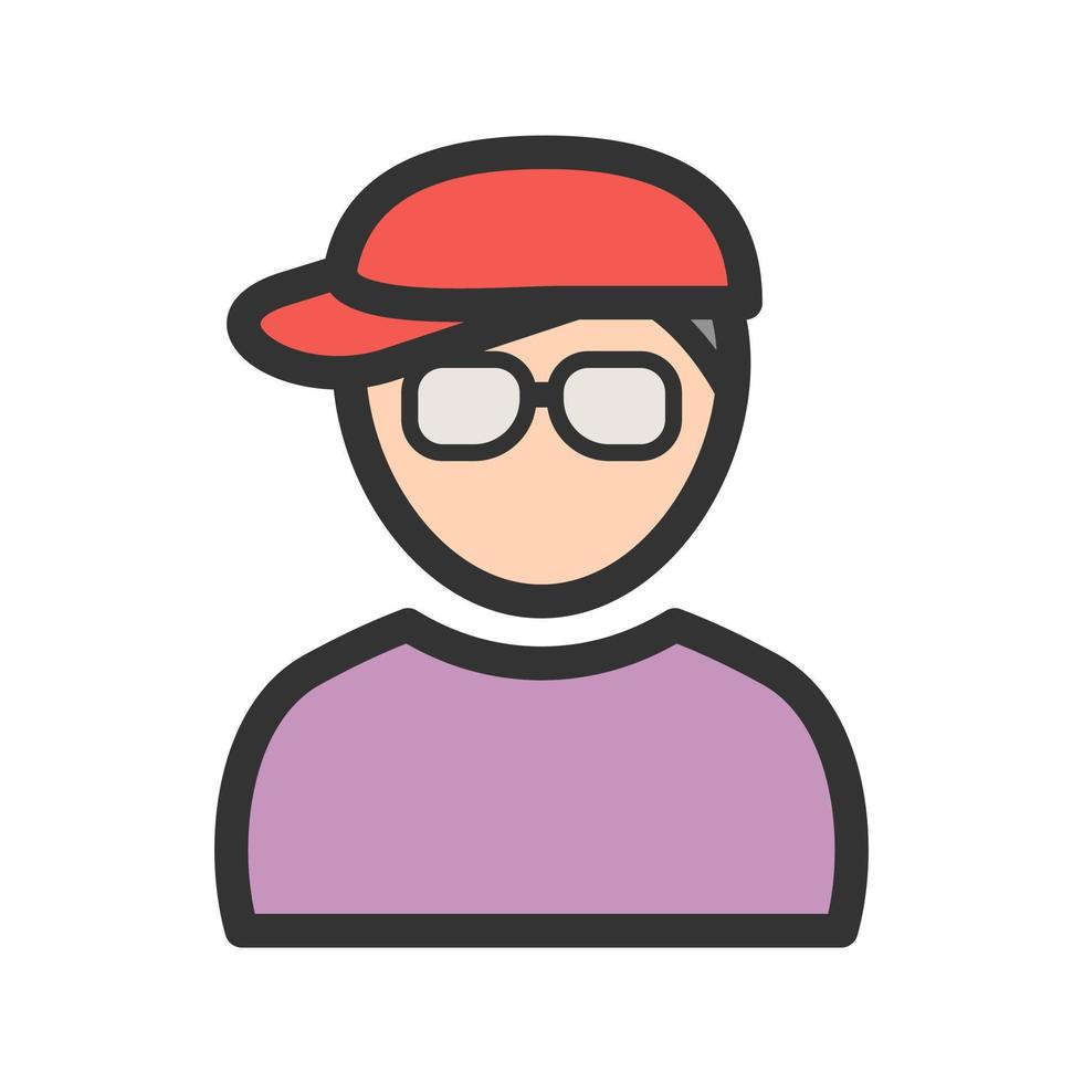 nerdy jongen in hoed gevuld lijnpictogram vector