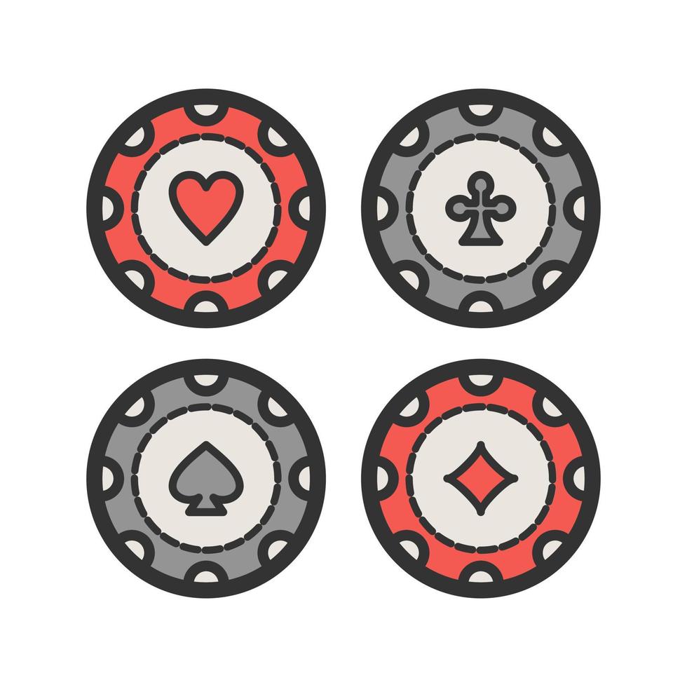 pictogram voor casinofiches gevuld lijn vector