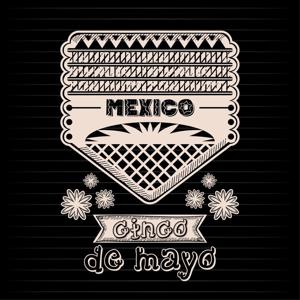 geïsoleerde schets van Mexicaanse wimpel vintage cinco de mayo poster vector