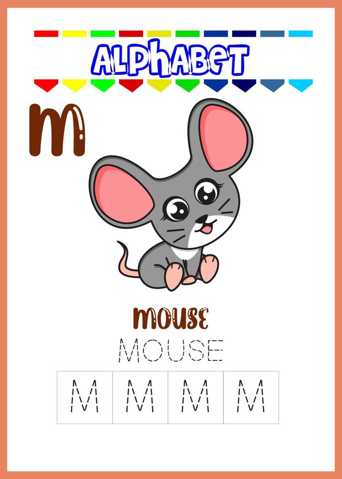 alfabet letter m voor muis vector