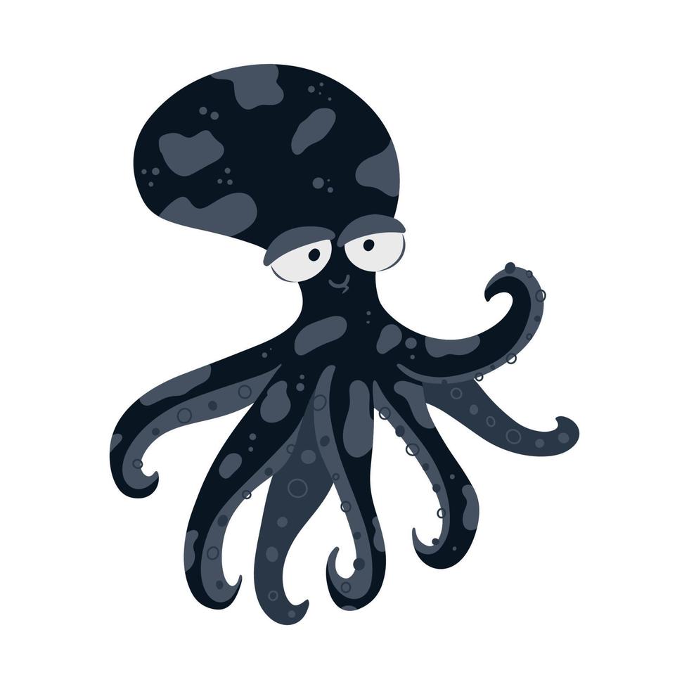 illustratie van schattige octopus op witte achtergrond vector illustratie cartoon vlakke stijl