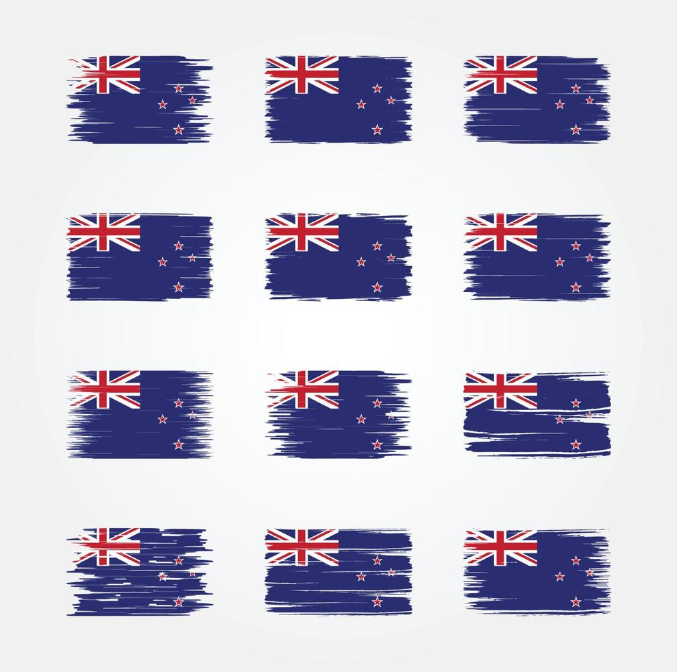 Nieuw-Zeelandse vlagborstelcollecties. nationale vlag vector