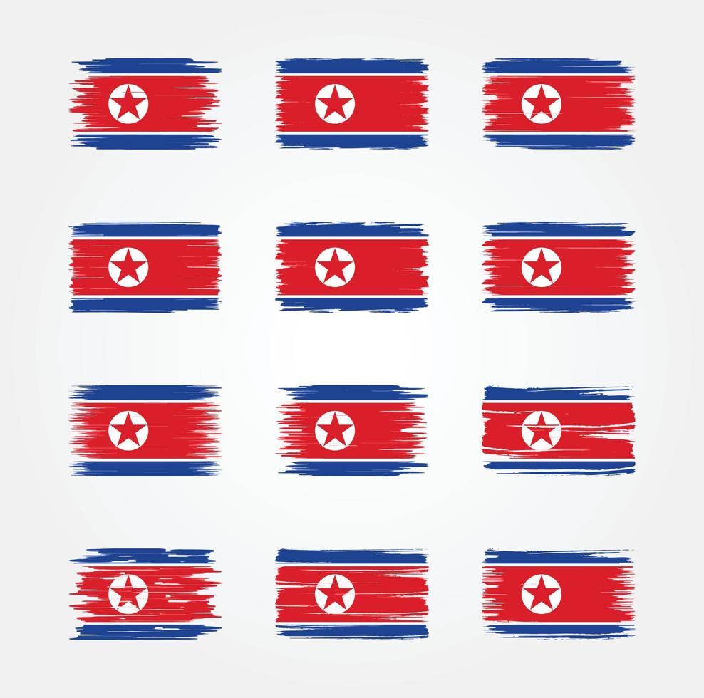 noord-korea vlagborstelcollecties. nationale vlag vector