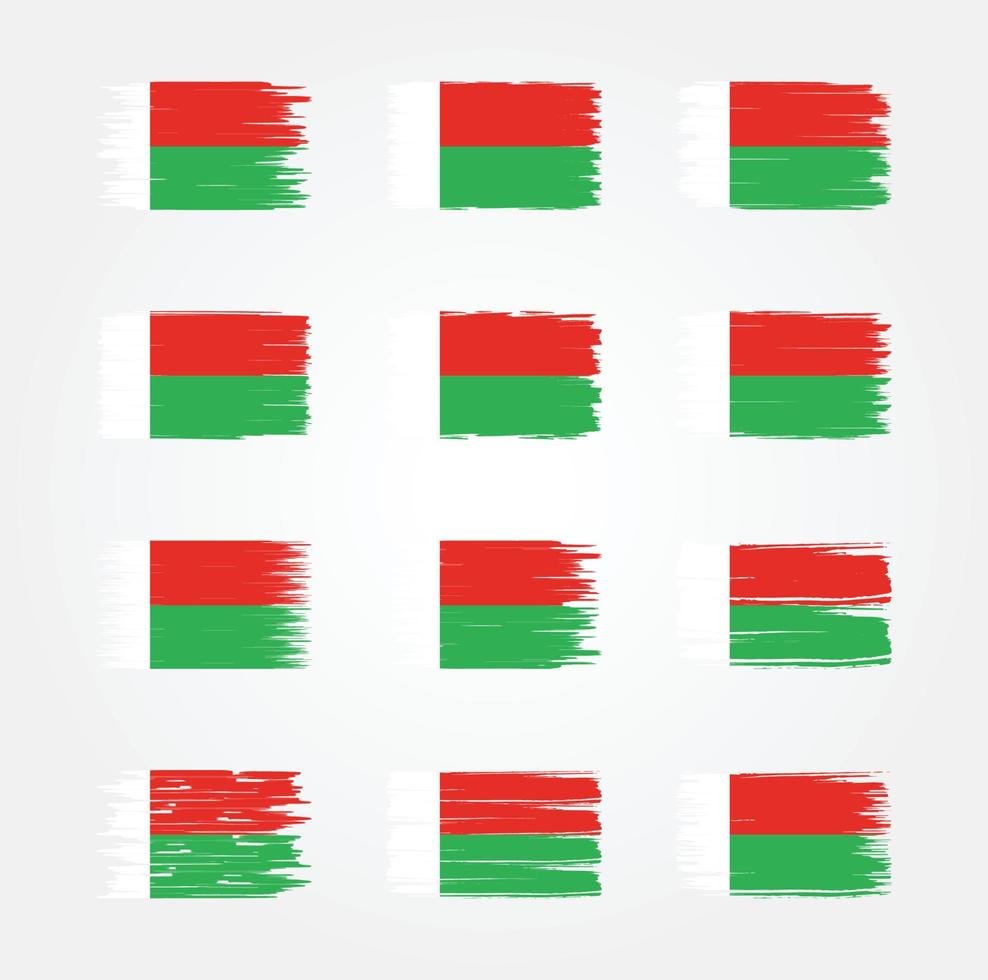Madagaskar vlagborstelcollecties. nationale vlag vector