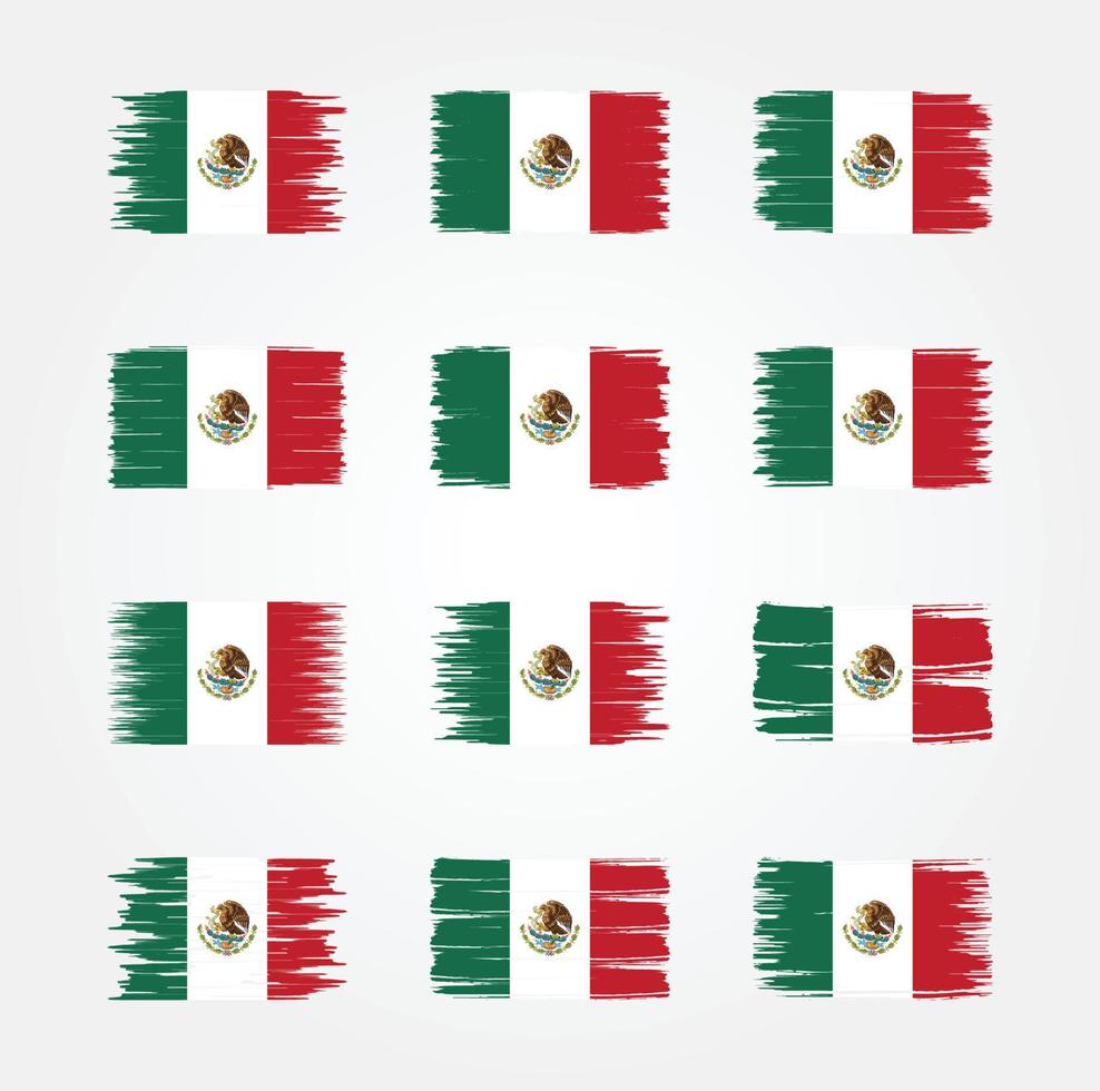 mexicaanse vlagborstelcollecties. nationale vlag vector