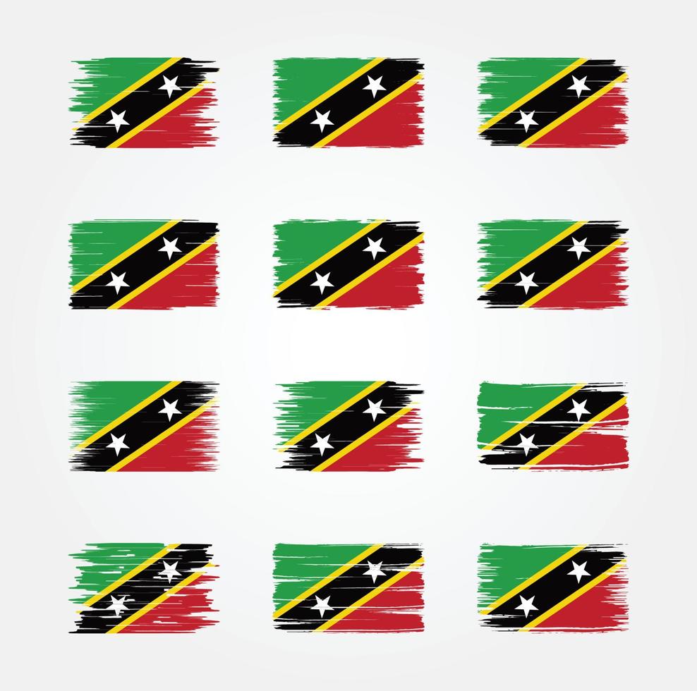 saint kitts en nevis vlagborstelcollecties. nationale vlag vector