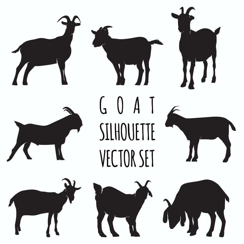 geit silhouet vector illustratie set