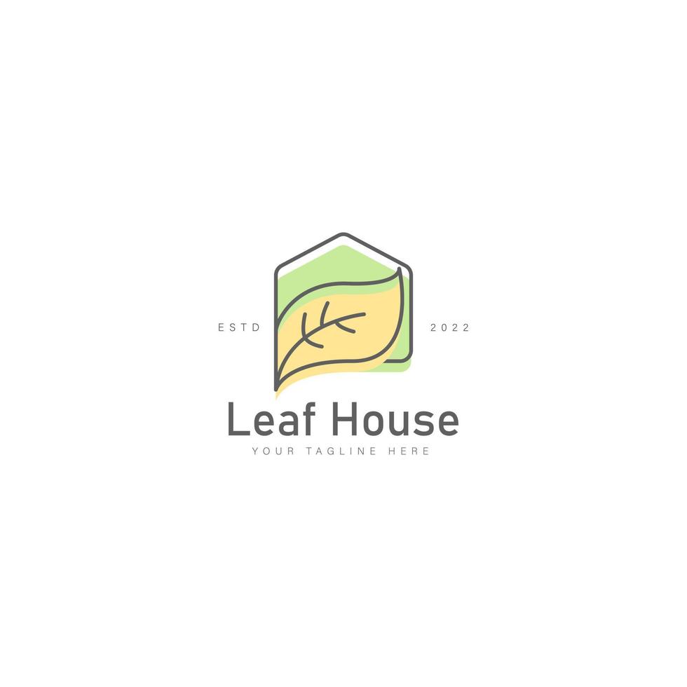 blad met huis lijn logo ontwerp pictogram illustratie vector