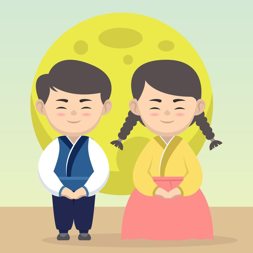 chuseok illustratie mascotte vector