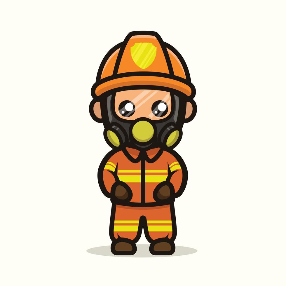 schattige brandweerman mascotte vector