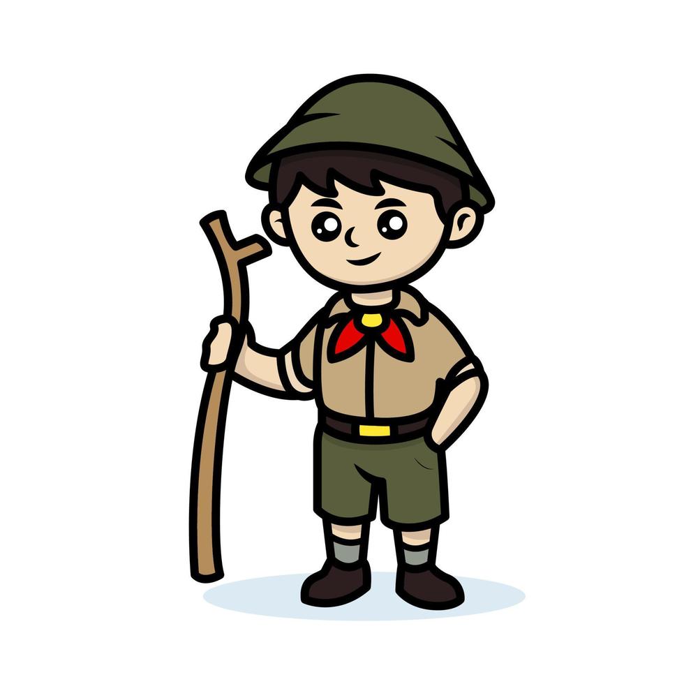 scout jongen mascotte vector