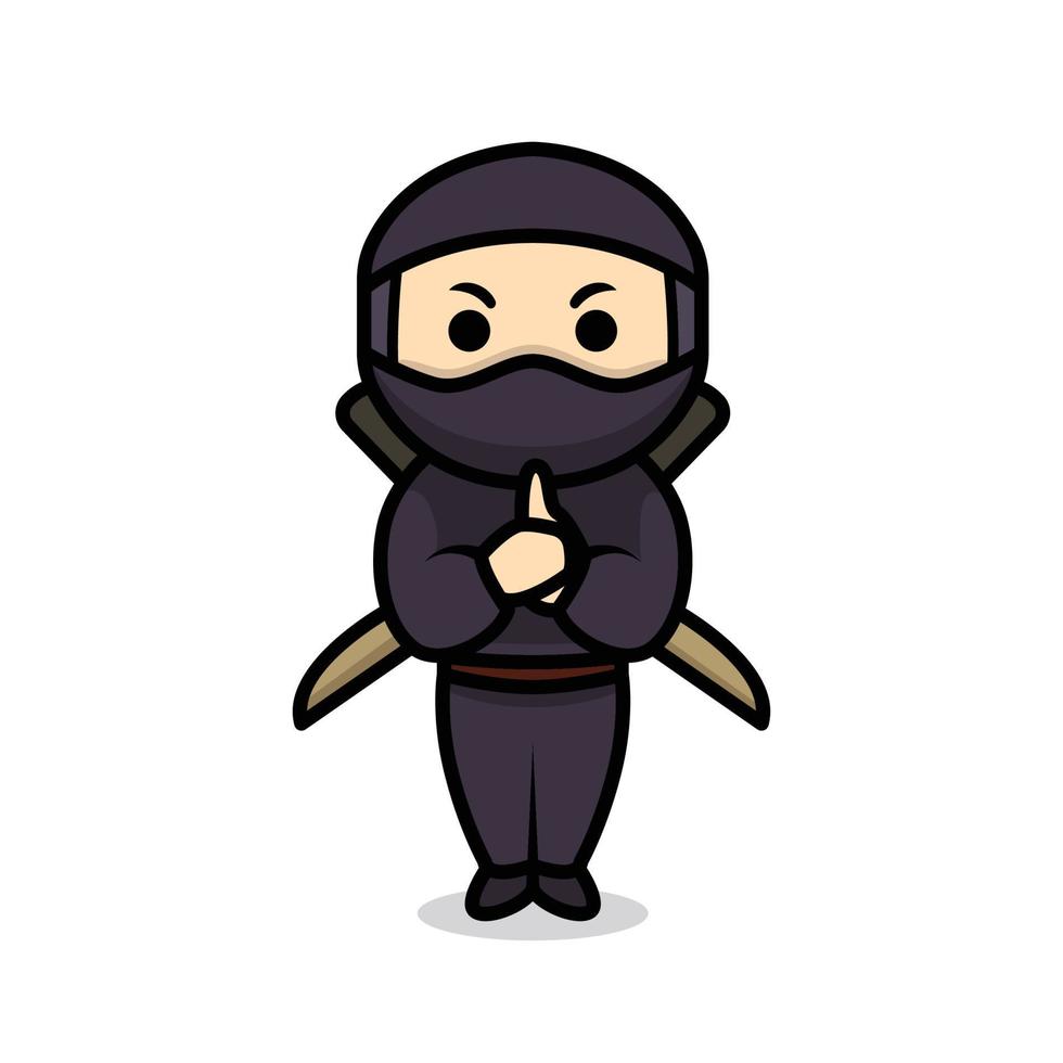 ninja schattige mascotte vector