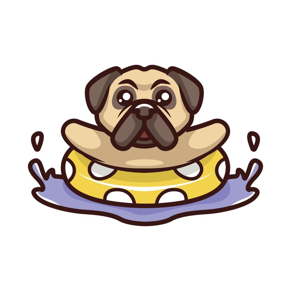 schattige pug dog cartoon logo vector mascotte karakter