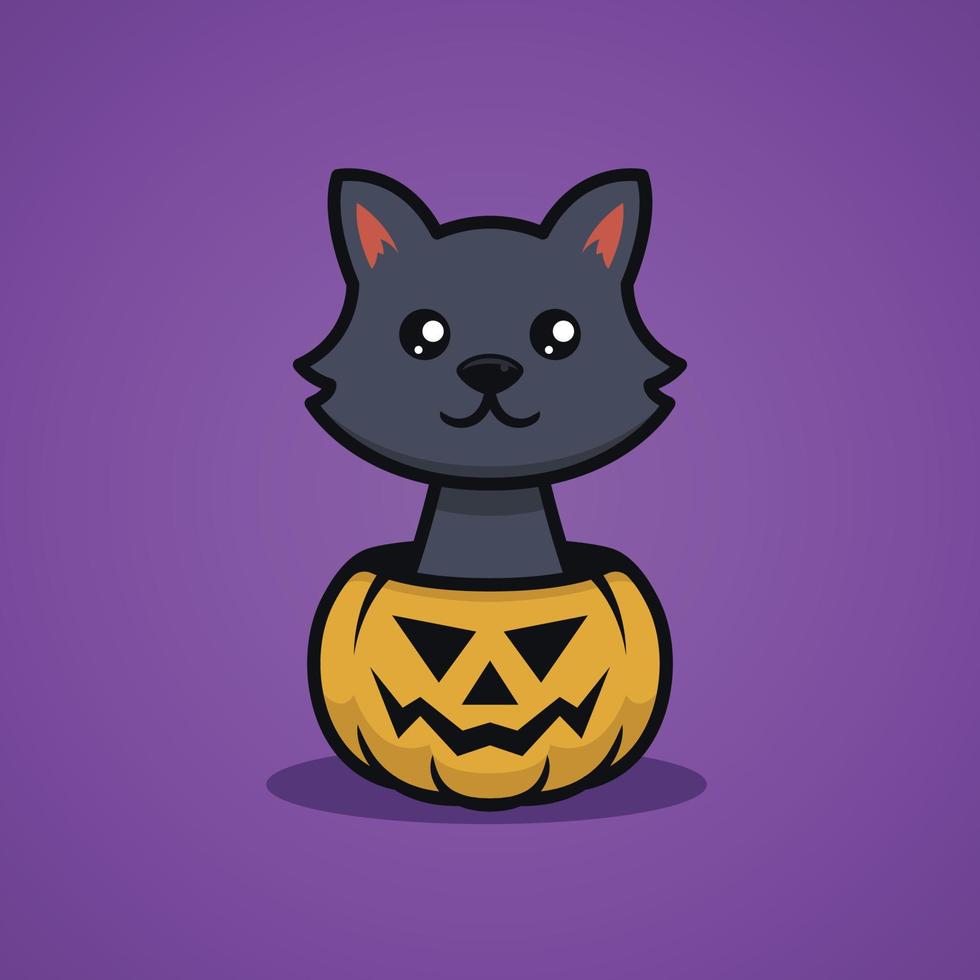 schattige zwarte kat halloween vector