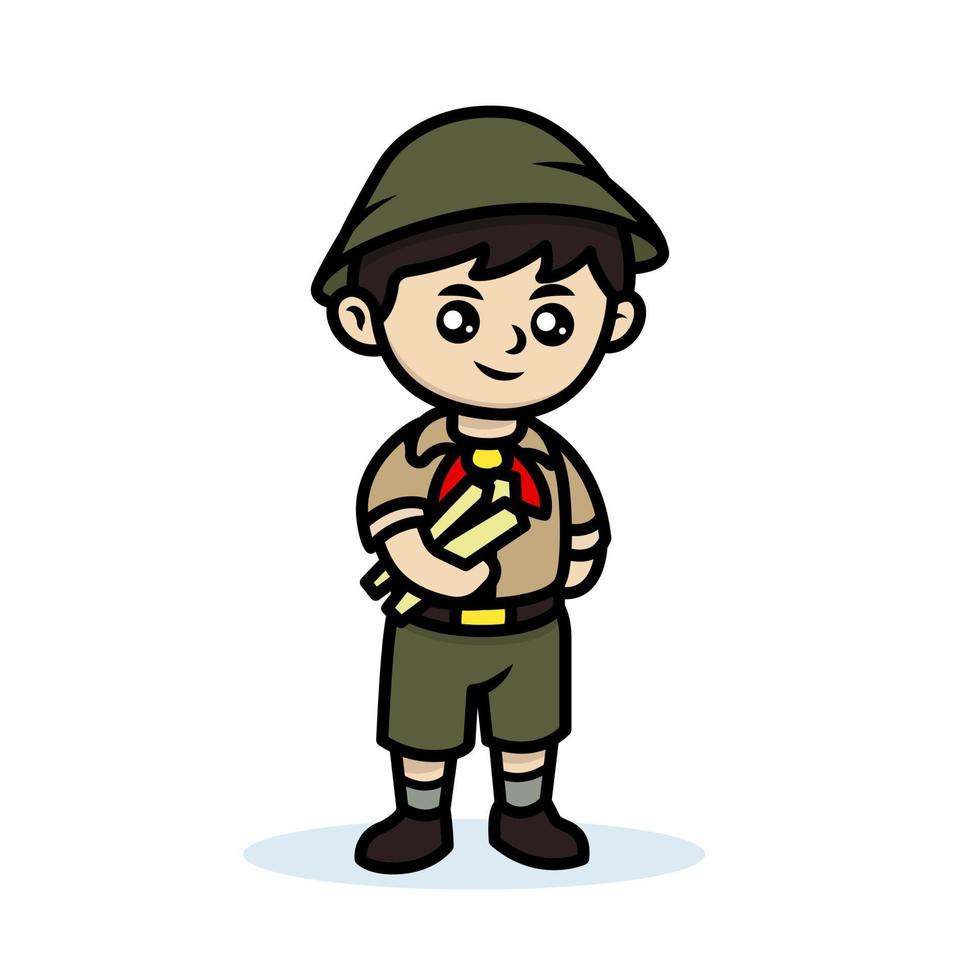 scout jongen mascotte vector