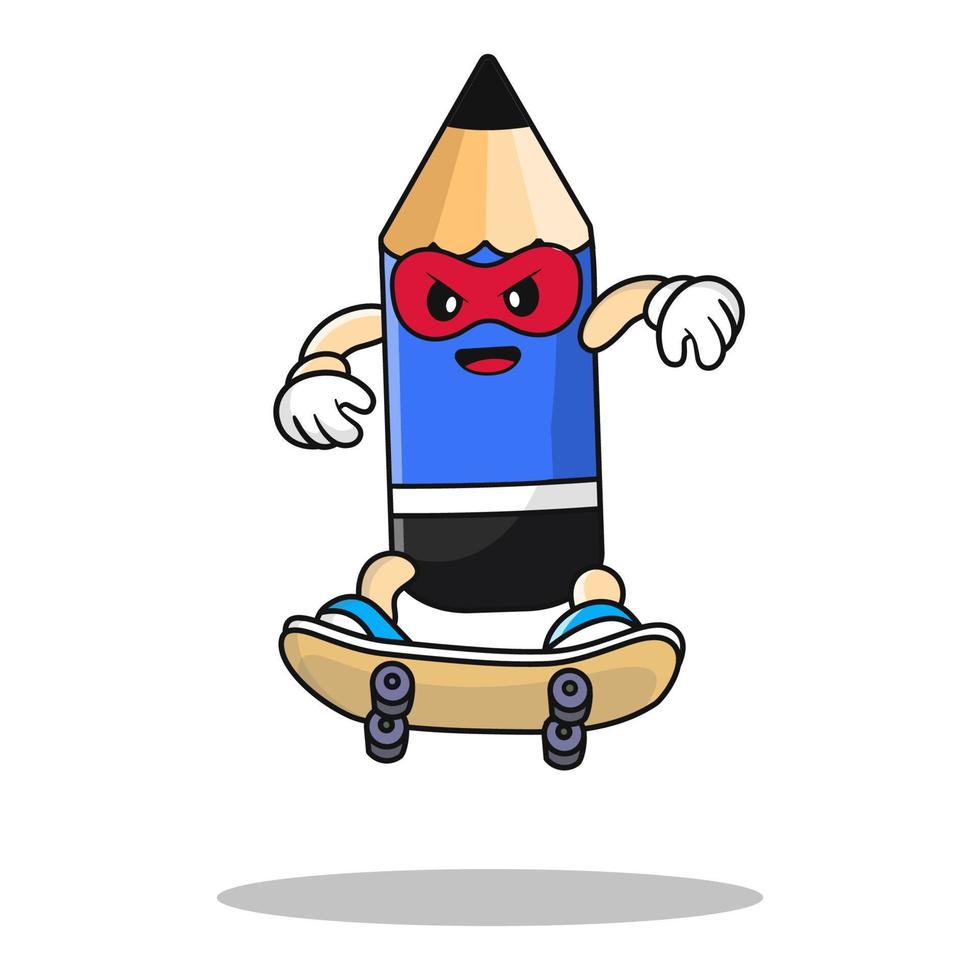 schattige blauwe potlood mascotte ontwerpsjabloon vector