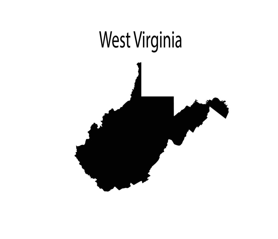 west virginia kaart silhouet op witte achtergrond vector