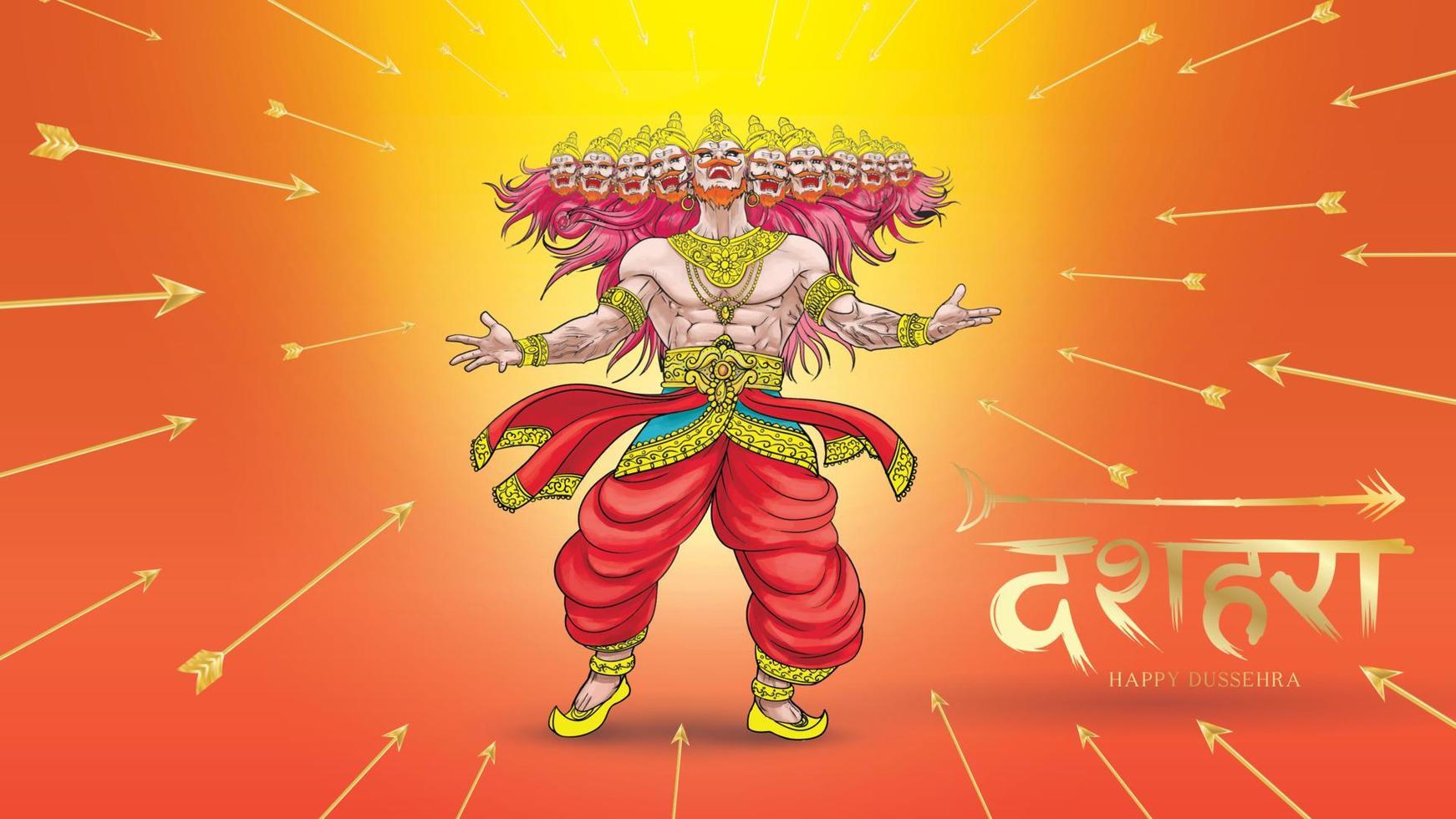 creatieve vectorillustratie van lord rama doden ravana in happy dussehra navratri poster festival van india. vertaling dussehra vector