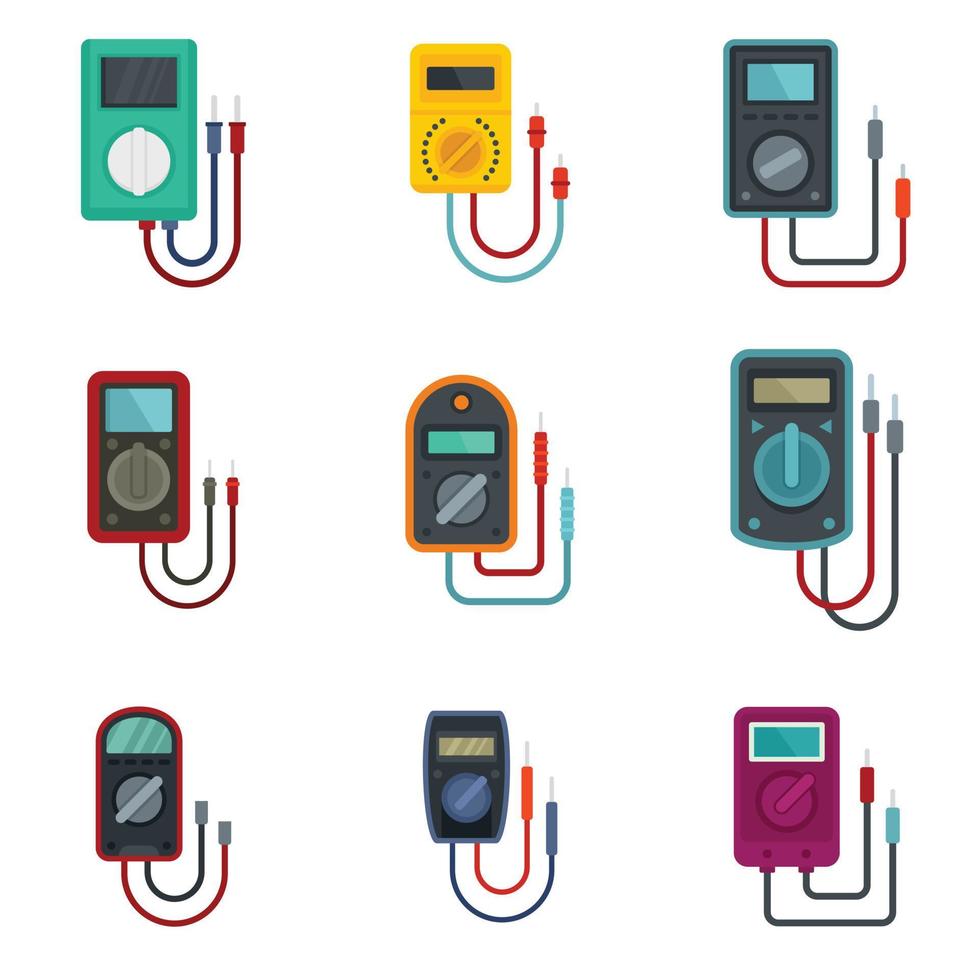 multimeter pictogrammen instellen platte vector geïsoleerd