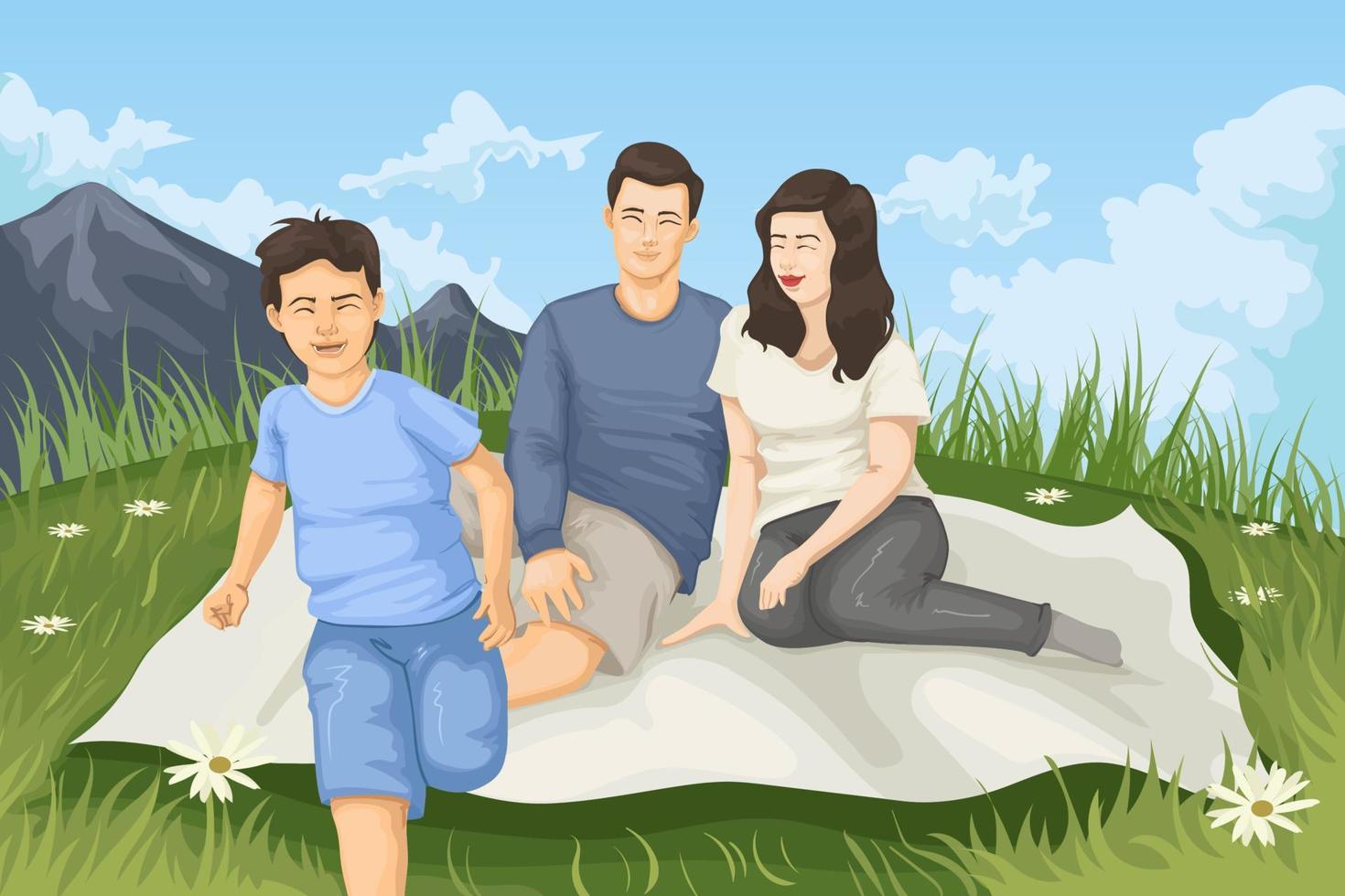 familie picknick concept vector
