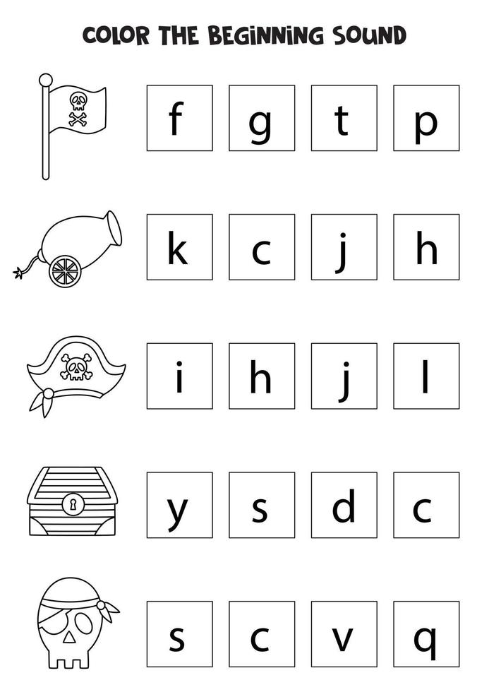 Engelse taal leren voor kinderen. kleur het begingeluid. vector