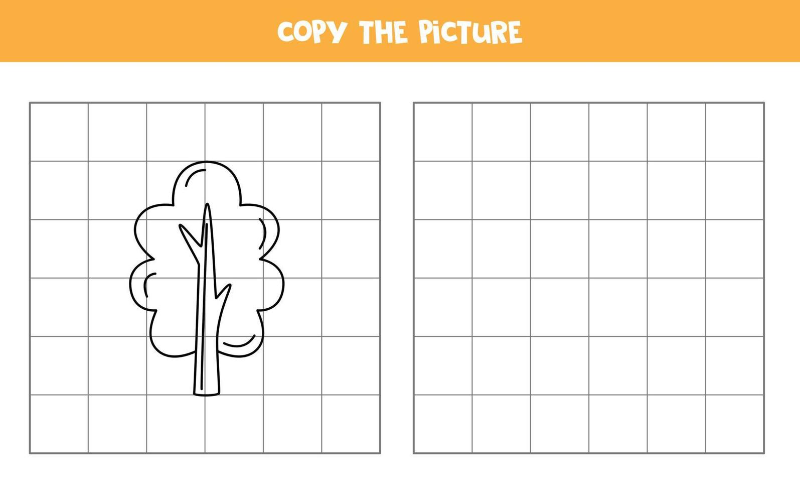 kopieer de afbeelding van een zwart-witte boom. logisch spel voor kinderen. vector