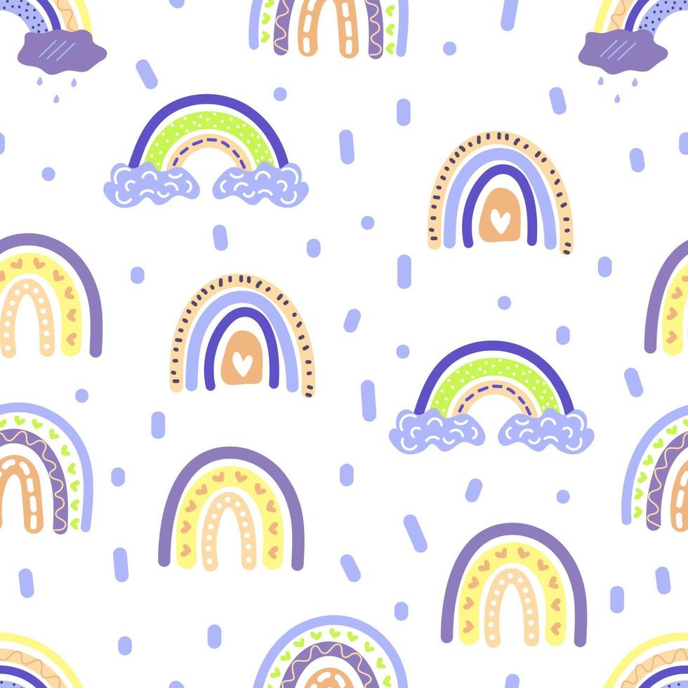 abstracte regenbogen hand getekend kinderachtig naadloos patroon vector