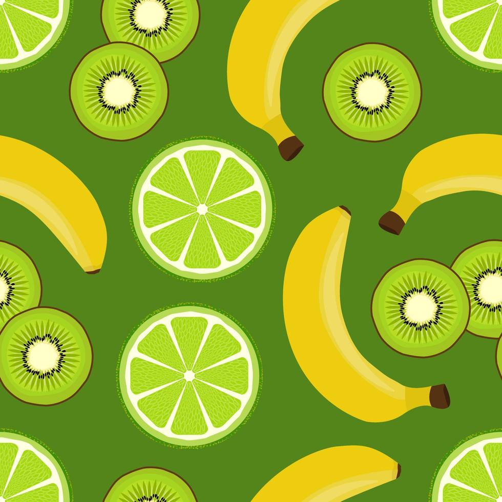 banaan, kiwi, limoen naadloos patroon vector