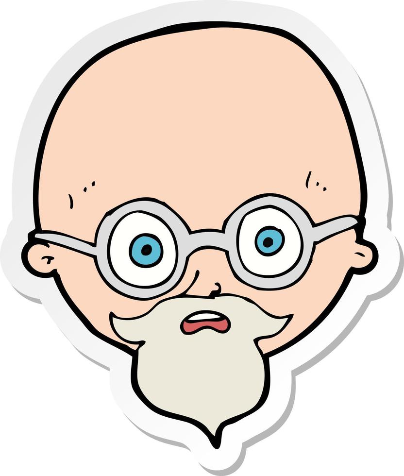 sticker van een cartoon geschokte man met baard vector