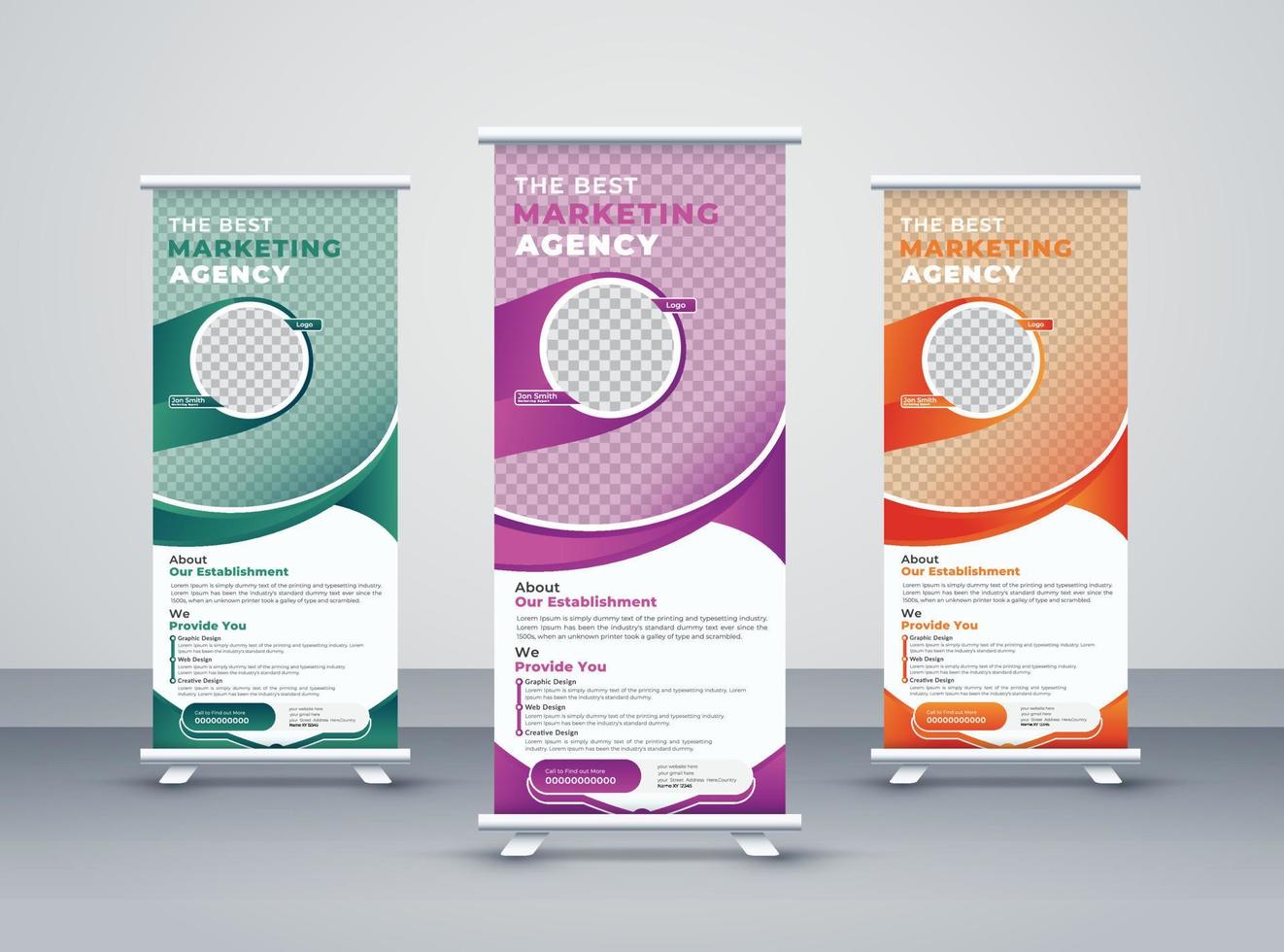 professioneel zakelijk zakelijk roll-up bannerontwerp om uw bedrijf naar een hoog niveau te laten groeien. oprollen of optrekken display tentoonstelling standee banner vector