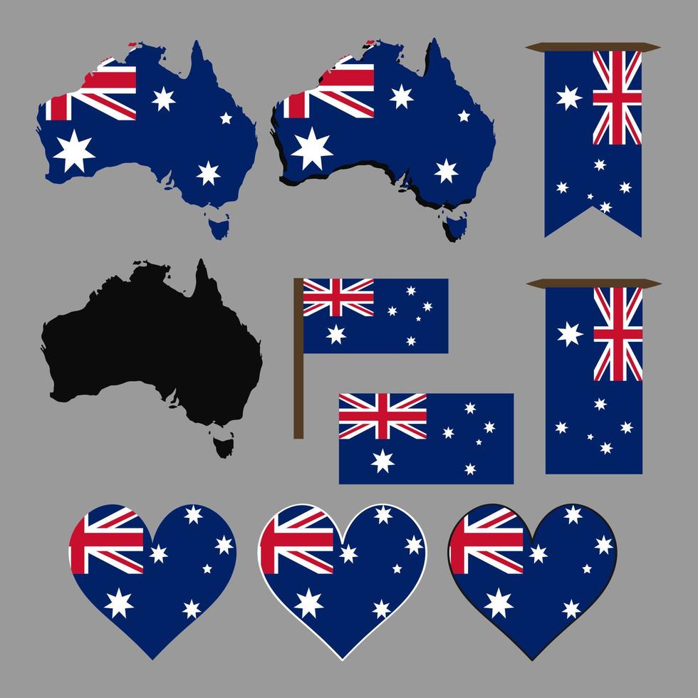 Australië. kaart en vlag van australië. vectorillustratie. vector