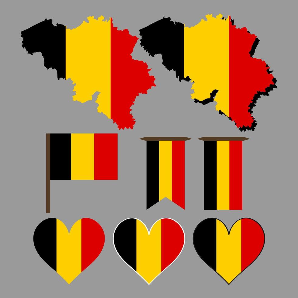 belgië. kaart en vlag van belgië. vectorillustratie. vector