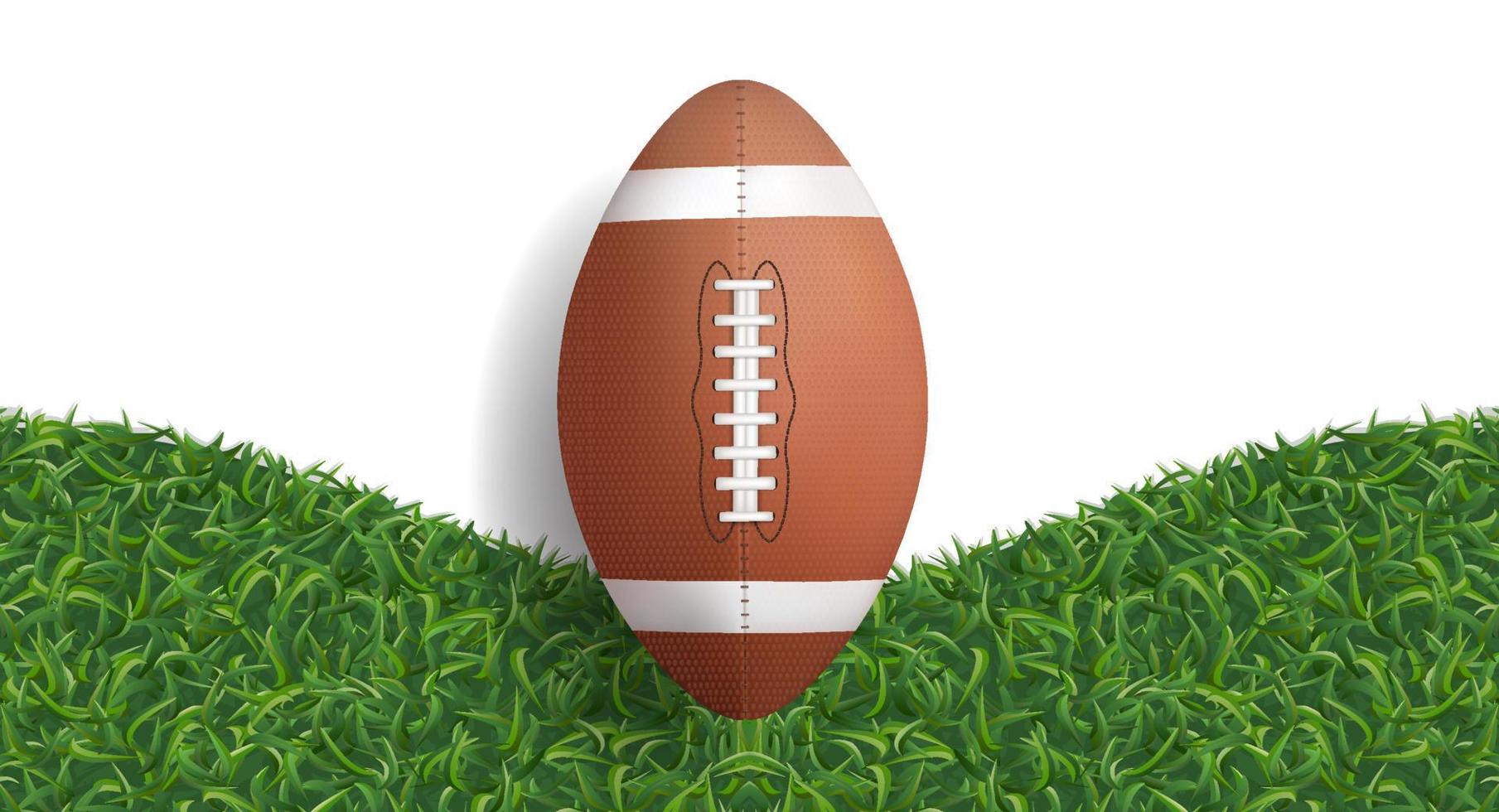 Amerikaanse voetbalbal met de groene achtergrond van de grastextuur. vector. vector