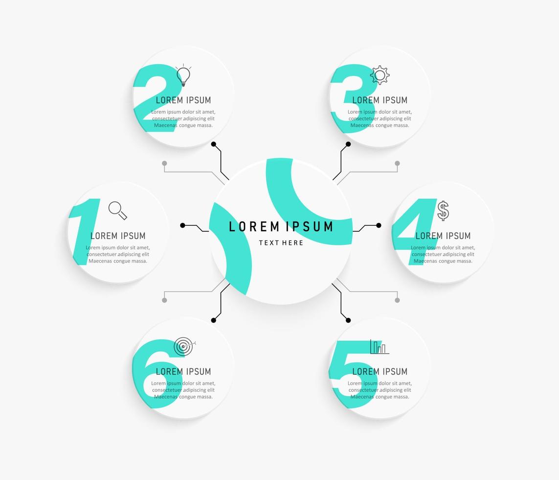 vector infographic labelontwerpsjabloon met pictogrammen en 6 opties of stappen. kan worden gebruikt voor procesdiagram, presentaties, workflowlay-out, banner, stroomschema, infografiek.